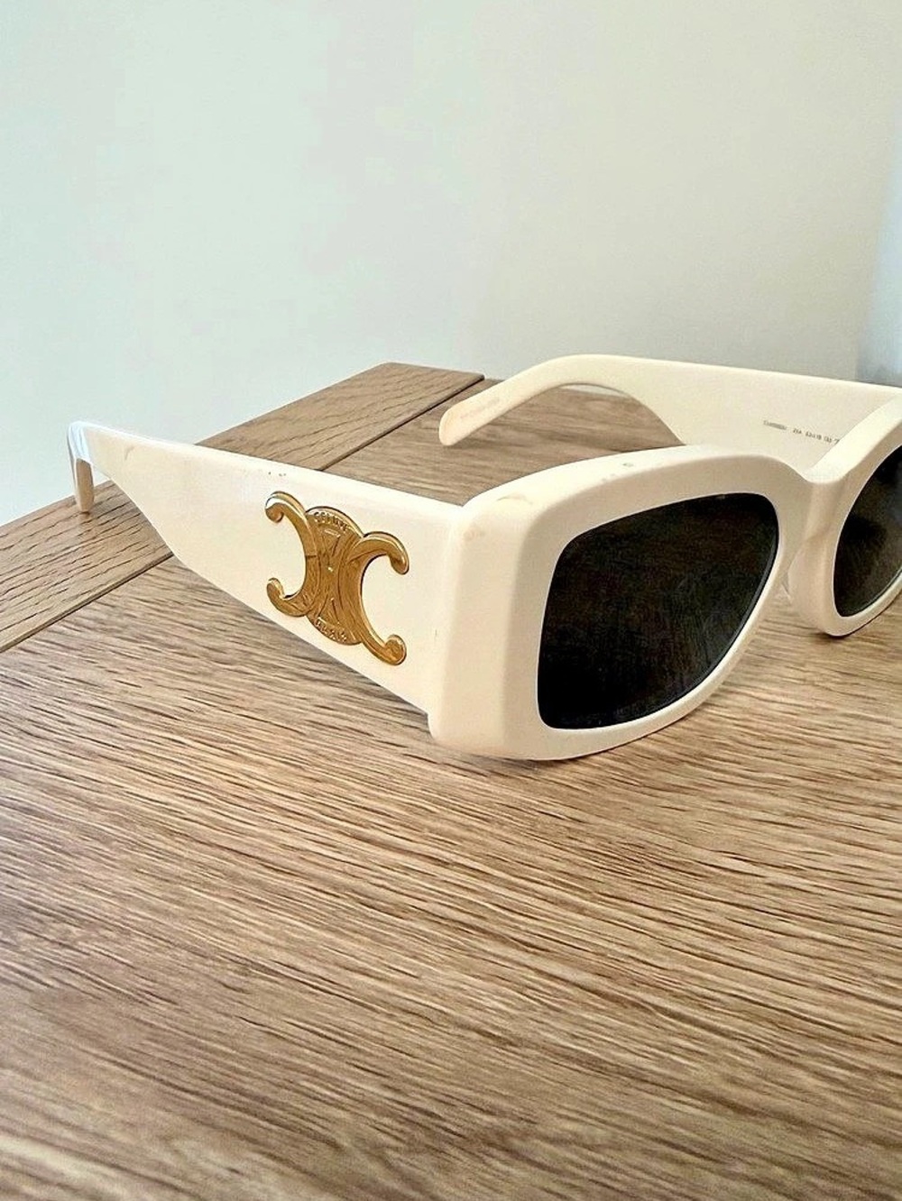 Celine Triomphe XL 01 Sunglasses in Acetate White & Gold Sunglasses